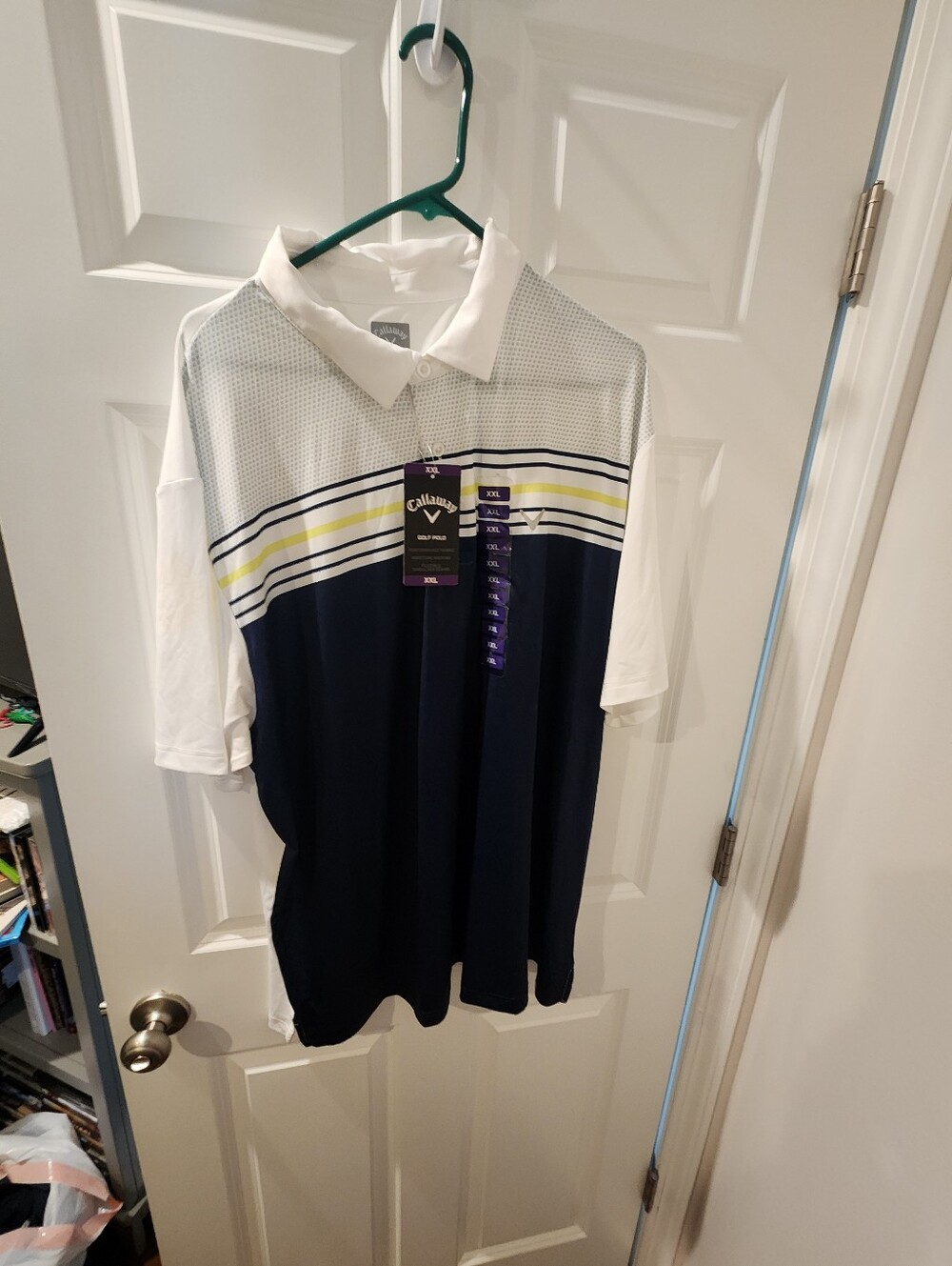 Callaway Men's Navy, White & Yellow Striped Golf Polo